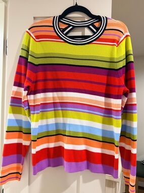 Old Navy x Christopher John Rogers Multicolor Striped Cutout Back Sweater